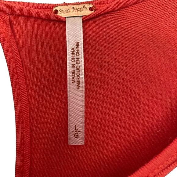 Free People Large Sleeveless Tank Swing Dress Red Orange Zebra Sleeveless - Picture 6 of 12